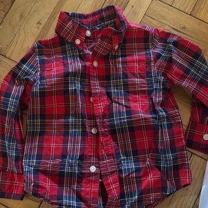 Janie and Jack Red and Blue Plaid Button Down Shirt